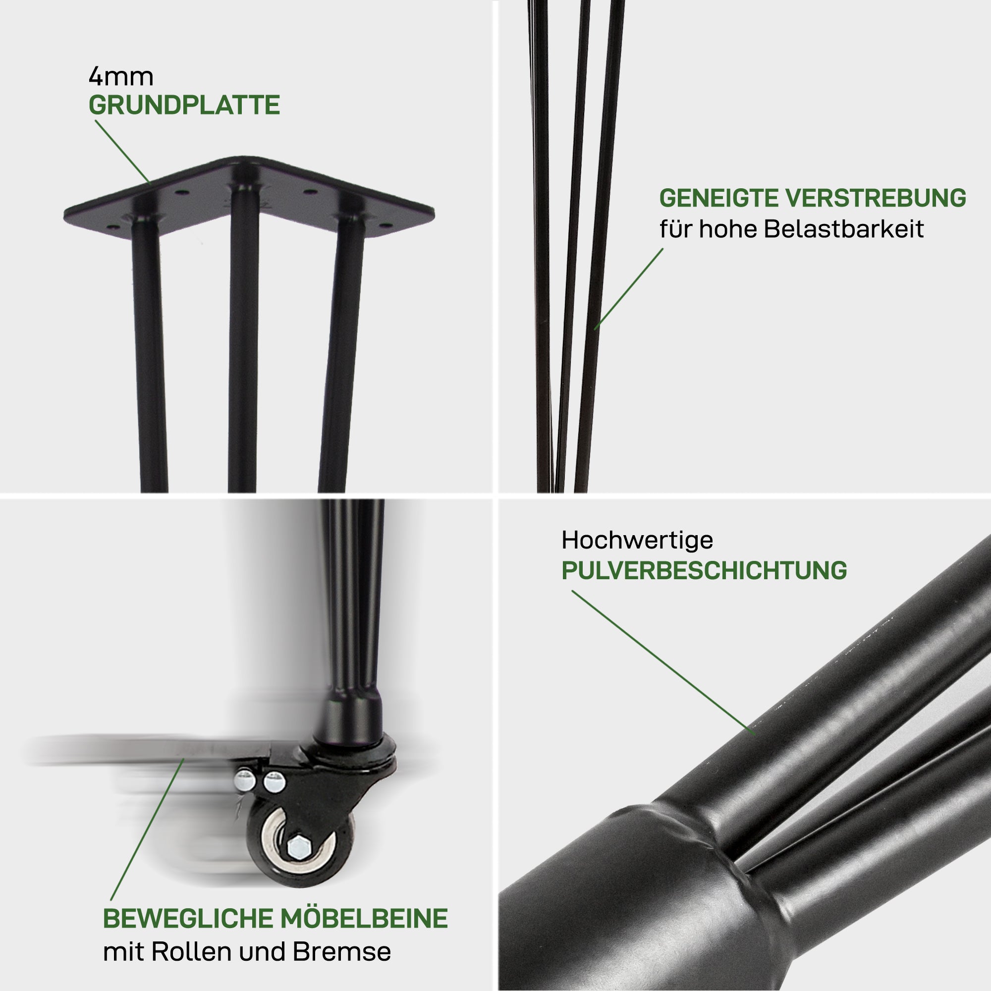 Lot de 4 HAIRPIN Legs 'n' Roll