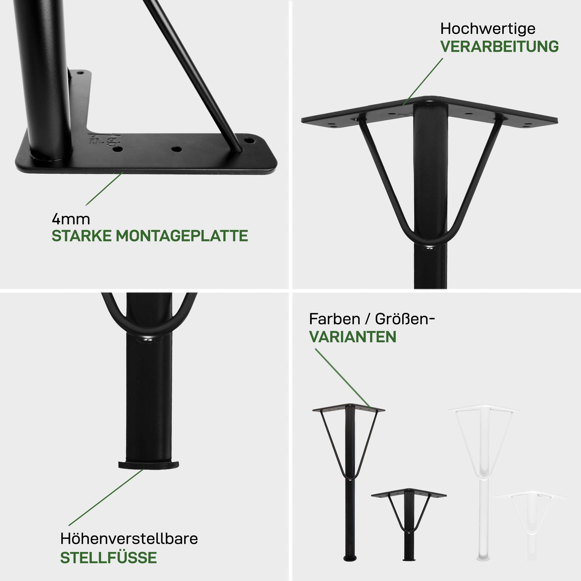 4er Set Möbelfüße V-PIPE
