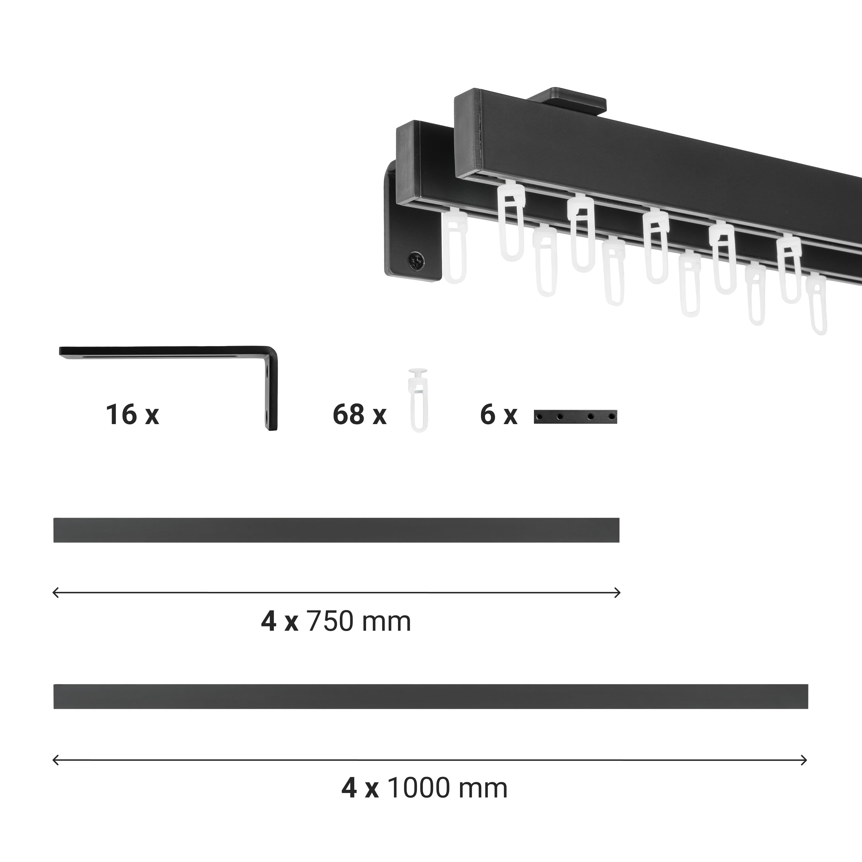 SQUARE Double-Track Curtain Rail