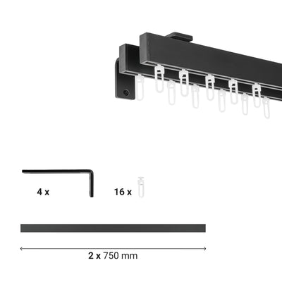SQUARE Double-Track Curtain Rail