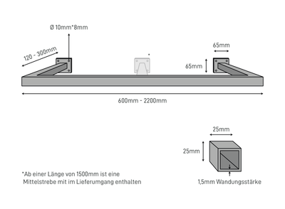 Kleiderstange RECHTECK Wand